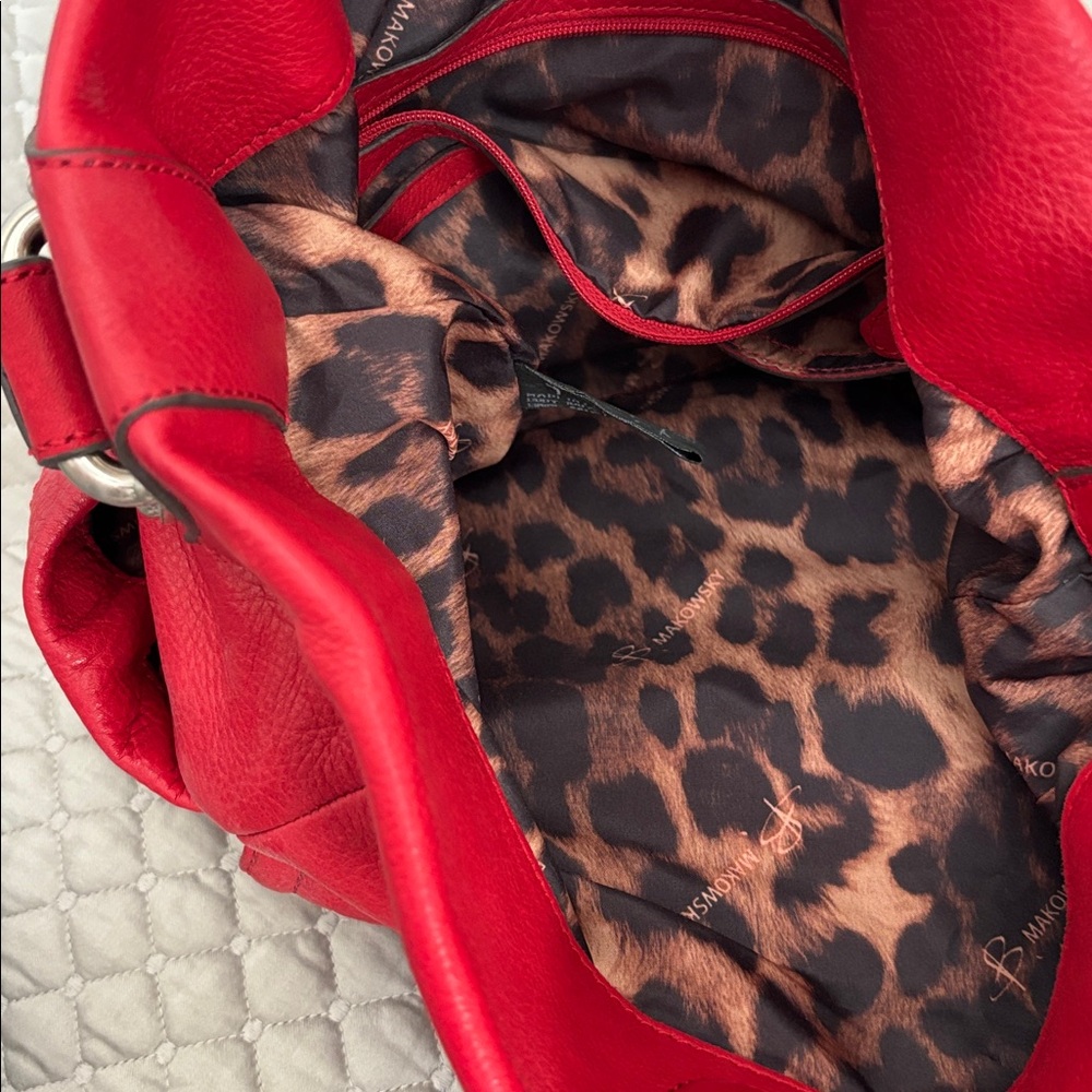 Red Leather Shoulder Bag - Picture 2 of 3